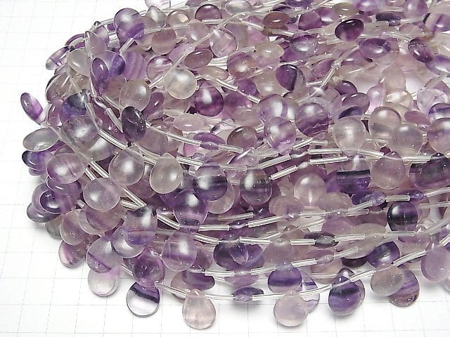 Lila Fluorit AA++ Birnenform (glatt) 15x12mm 1 Strang Perlen (ca. 15 Zoll / 37 cm)