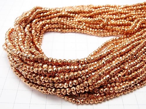 1strang 12,99 $! Pyrit AAA metallisch orange Beschichtung facettierte Knopf Rondelle 1strang Perlen (ca. 13 Zoll / 32 cm)