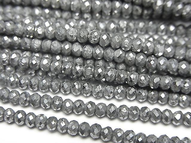 Pyrit AAA-facettierte Knopf Rondelle 3x3x2mm silberbeschichtet 1strang Perlen (ca. 15 Zoll/37 cm)