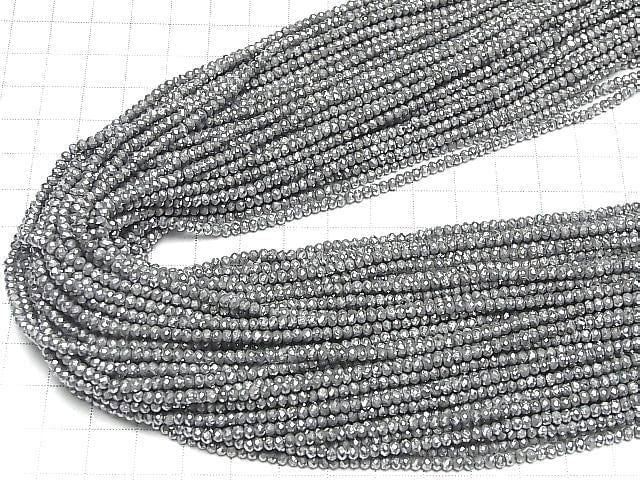 Pyrit AAA-facettierte Knopf Rondelle 3x3x2mm silberbeschichtet 1strang Perlen (ca. 15 Zoll/37 cm)