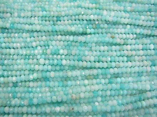1strang 14,99 $! Hochwertiger Amazonit AAA- facettierte Knopf-Rondelle 4x4x3mm 1strang Perlen (ca. 15 Zoll / 38 cm)