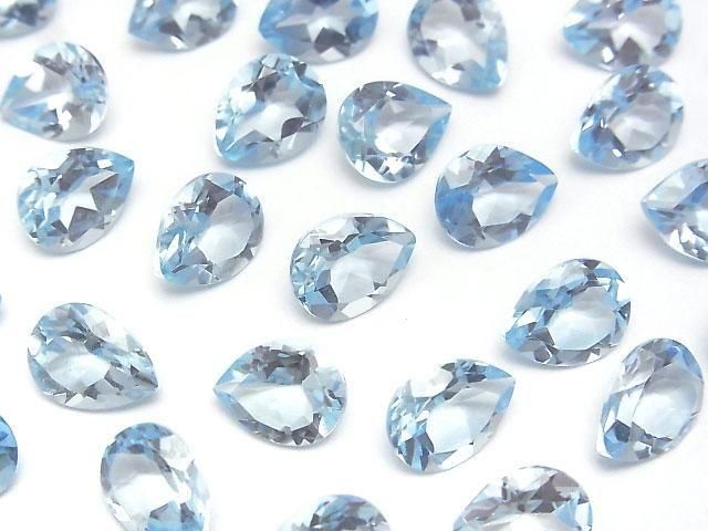 Hochwertiger himmelblauer Topas AAA lose Stein Birnenform facettiert 10x8mm 2 Stück