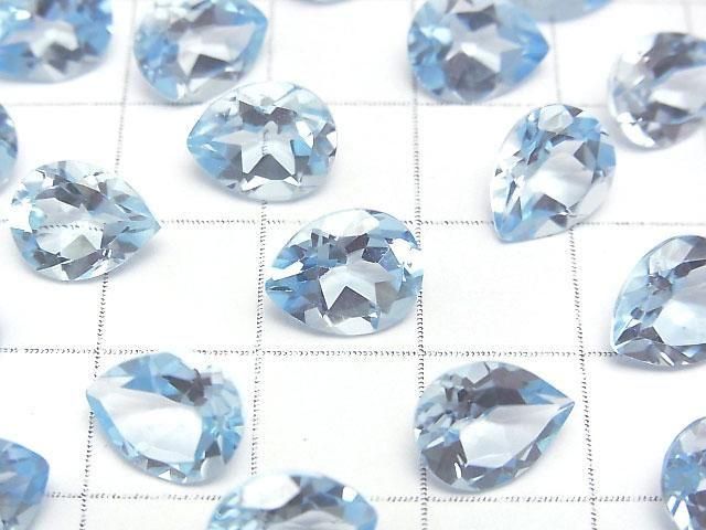 Hochwertiger himmelblauer Topas AAA lose Stein Birnenform facettiert 10x8mm 2 Stück