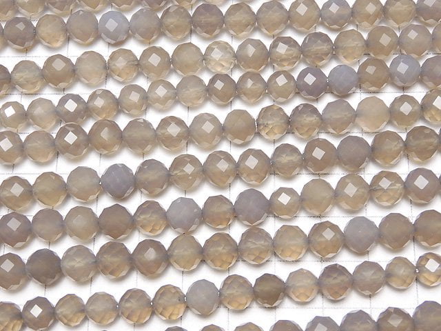 Hochwertig! Grauer Onyx AAA 64 facettierte runde 8 mm halb oder 1 Strang Perlen (ca. 15 Zoll / 37 cm)