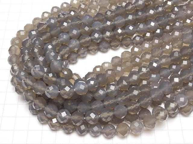 Hochwertig! Grauer Onyx AAA 64 facettierte runde 10 mm halb oder 1 Strang Perlen (ca. 15 Zoll / 36 cm)