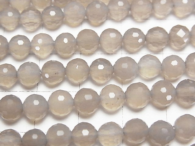 Hochwertig! Grauer Onyx AAA 128 facettierte runde 6 mm 1 Strang Perlen (ca. 15 Zoll / 38 cm)