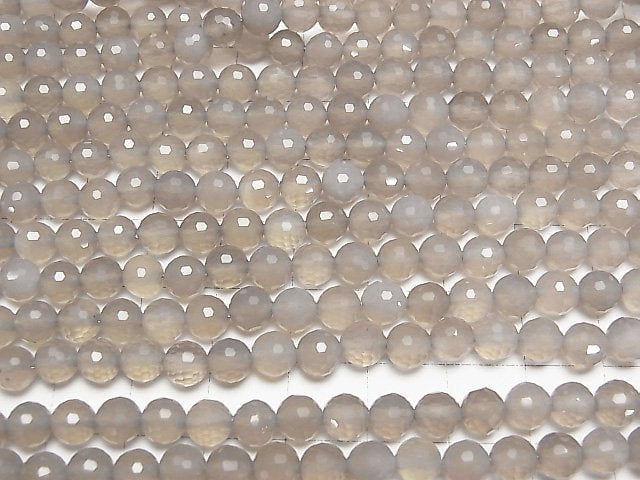 Hochwertig! Grauer Onyx AAA 128 facettierte runde 6 mm 1 Strang Perlen (ca. 15 Zoll / 38 cm)