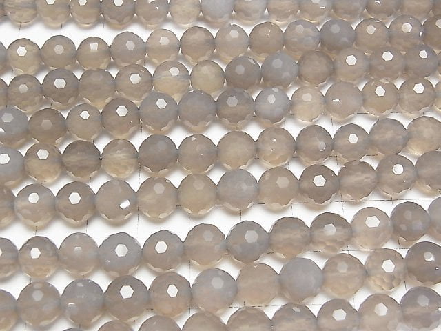 Hochwertig! Grauer Onyx AAA 128 facettierte runde 8 mm halb oder 1 Strang Perlen (ca. 15 Zoll / 37 cm)