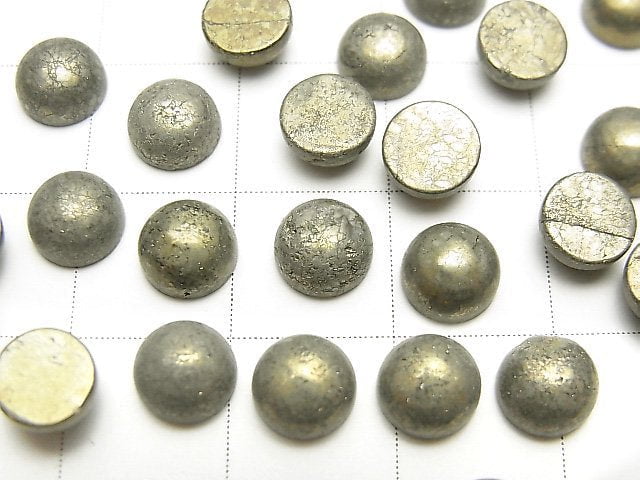 Pyrite Round Cabochon 6x6mm 5pcs