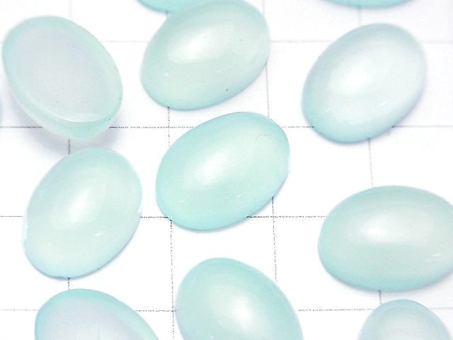 See Blau Chalcedon AAA oval Cabochon 14x10mm 3 Stück
