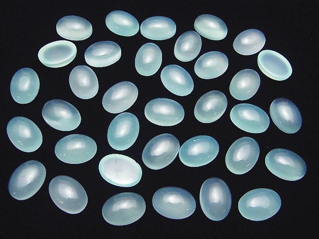 See Blau Chalcedon AAA oval Cabochon 14x10mm 3 Stück