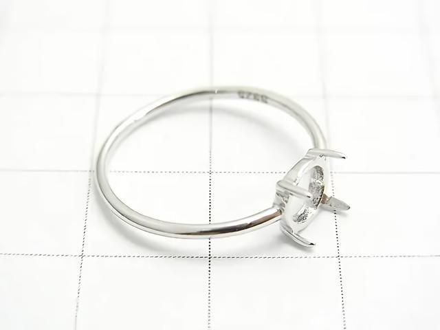 925純銀戒指空台 (爪鑲)圓形 6mm 鍍銠 1個