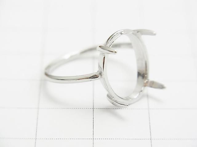 Silber925 Ringrahmen (Krappenfassung) Oval 14x10mm Rhodiumbeschichtet 1Stück