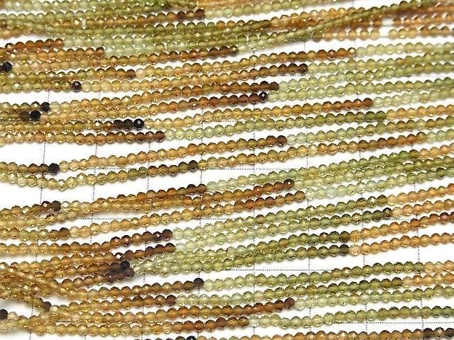 Hochwertig! Braun-Grüner Turmalin AAA Facettierte Rund 2mm 1Strang Perlen (ca. 12 Zoll / 30 cm)