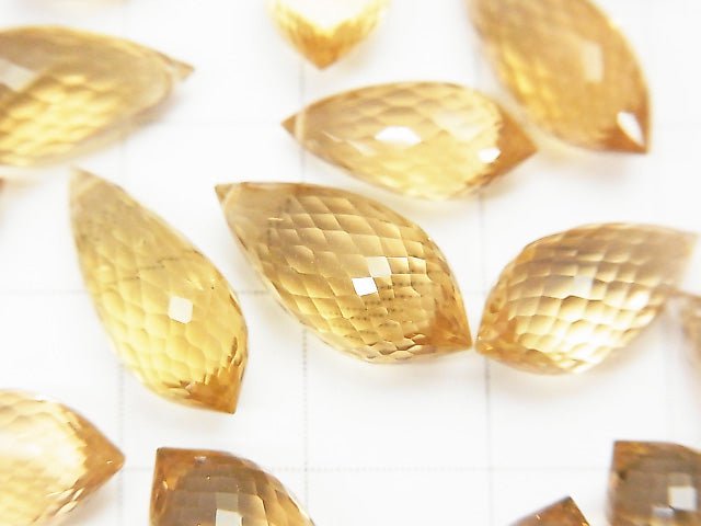 MicroCut! High Quality Beer Crystal Quartz AAA Marquise Rice Faceted Briolette 5pcs $29.99