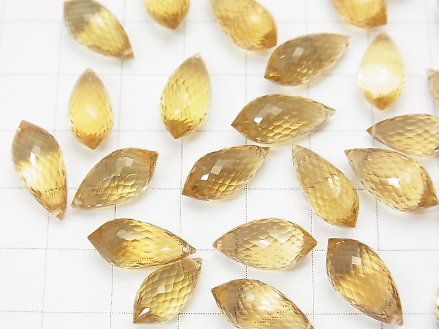 MicroCut! High Quality Beer Crystal Quartz AAA Marquise Rice Faceted Briolette 5pcs $29.99