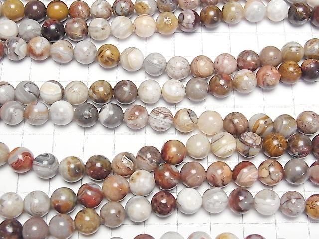 Laguna Lace Agate Rund 8mm 1Strang Perlen (ca. 15 Zoll / 37 cm)
