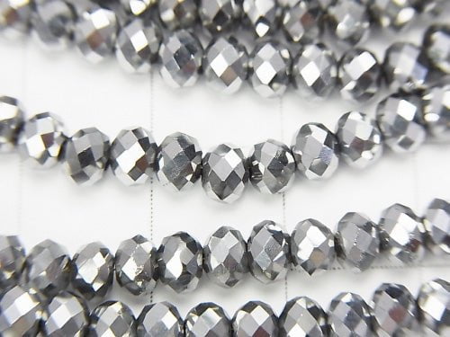 1strand $1.79! glass Beads Faceted Button Rondelle 4 x 4 x 3 mm Silver 1 strand beads (aprx.18 inch / 44 cm)
