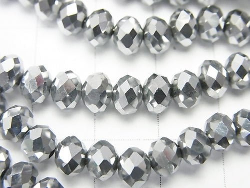 1strand $2.39! glass Beads Faceted Button Rondelle 6 x 6 x 4 mm Silver 1 strand beads (aprx.17 inch / 42 cm)