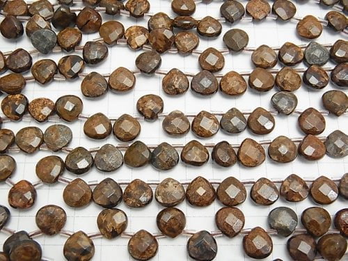 Bronzite Chestnut Faceted Briolette 10x10x5mm half or 1strand beads (aprx.15inch/38cm)