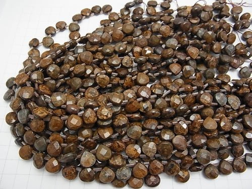 Bronzite Chestnut Faceted Briolette 10x10x5mm half or 1strand beads (aprx.15inch/38cm)