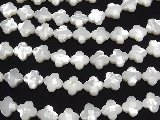 Hochwertige weiße Muschelblume (facettiert) 10x10x4mm 1/4 oder 1Strang Perlen (ca. 15 Zoll/38 cm)