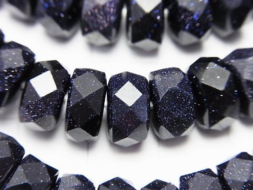 1strand $13.99! Blue Golden Sand Stone Faceted Button Rondelle 10x10x5mm 1strand (Bracelet)
