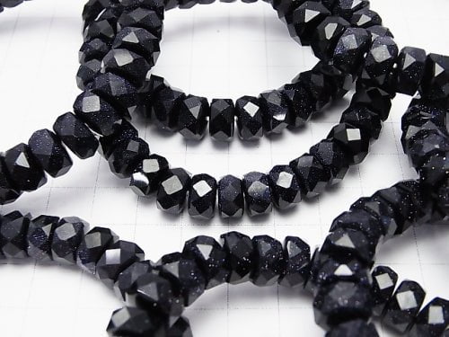 1strand $13.99! Blue Golden Sand Stone Faceted Button Rondelle 10x10x5mm 1strand (Bracelet)