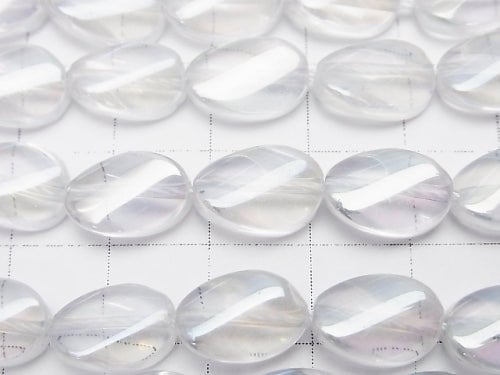 Aqua Crystal Twist Oval 12x8x4mm half or 1strand beads (aprx.15inch/38cm)