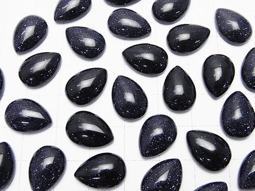 Blauer Goldsandstein Tropfenform Cabochon 14x10mm 3Stk.