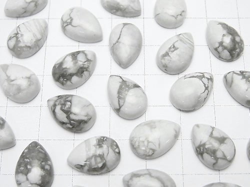 Howlite Magnesite Pear shape Cabochon 14x10mm 5pcs