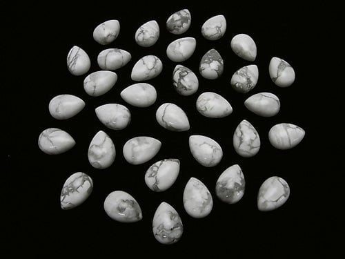 Howlite Magnesite Pear shape Cabochon 14x10mm 5pcs