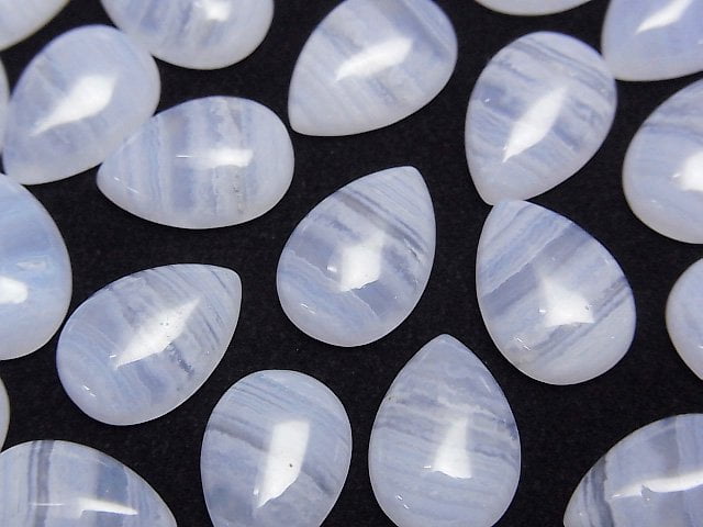 Blauer Spitzenachat AAA Tropfenform Cabochon 14x10mm 1Stk.