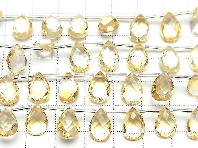 Hochwertiger Citrin AAA Birnenform facettierte Briolette 12x8mm Halbe oder 1 Strang Perlen (12 Stück)