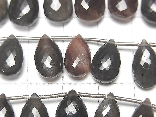 Mikroschnitt Hochwertiger Scapolith Katzenauge AAA Birnenform facettierte Briolette 1 Strang Perlen (ca. 4 Zoll / 9 cm)