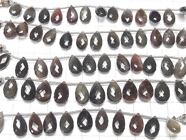 Mikroschnitt Hochwertiger Scapolith Katzenauge AAA Birnenform facettierte Briolette 1 Strang Perlen (ca. 4 Zoll / 9 cm)