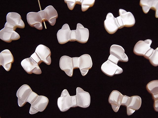 高品質白色貝殼(銀唇貝),粉色貝殼 AAA 緞帶形 10x7x3mm 1個