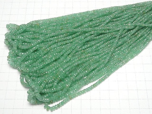 Top-Qualität kolumbianischer Smaragd AAAA facettierte Knopf-Rondelle 1/4 oder 1 Strang Perlen (ca. 15 Zoll / 38 cm)