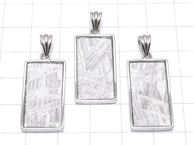 Pendentif en météorite (Muonionalusta) rectangulaire 26 x 14 mm finition double face 1 pièce