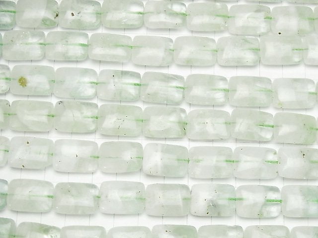 Grüner Fluoritquarz Rechteck 18x13x7mm Hälfte oder 1 Strang Perlen (ca. 15 Zoll / 36 cm)