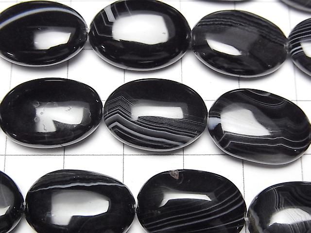 條紋縞瑪瑙橢圓形18x13毫米半串或1串珠子 (約15英寸/36厘米)