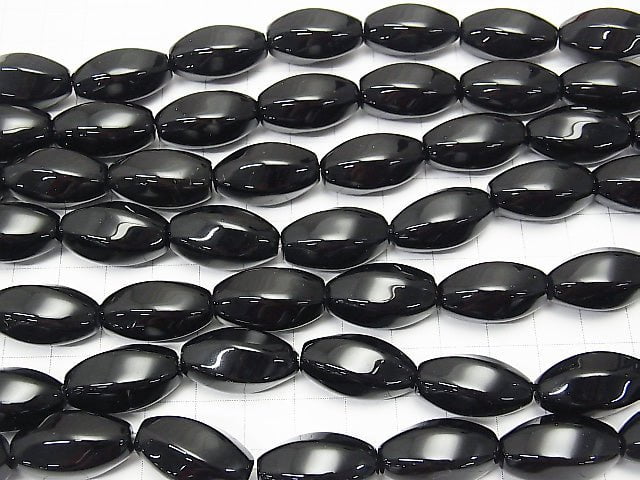 Onyx Rice 6Faceted Faceted Twist 22x12x12mm half or 1strand beads (aprx.15inch/38cm)