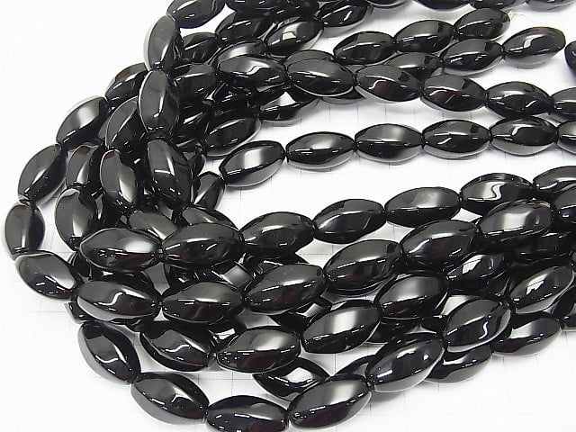 Onyx Rice 6Faceted Faceted Twist 22x12x12mm half or 1strand beads (aprx.15inch/38cm)