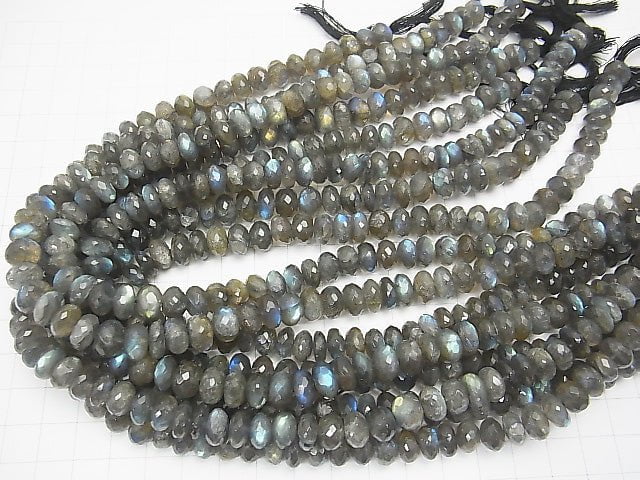 High Quality Labradorite AAA Faceted Button Rondelle 1/4 or 1strand beads (aprx.15inch/36cm)
