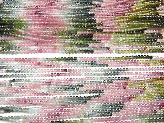 Hochwertig! Multicolor Turmalin AAA- facettierte Runde 2 mm 1 Strang Perlen (ca. 12 Zoll / 30 cm)