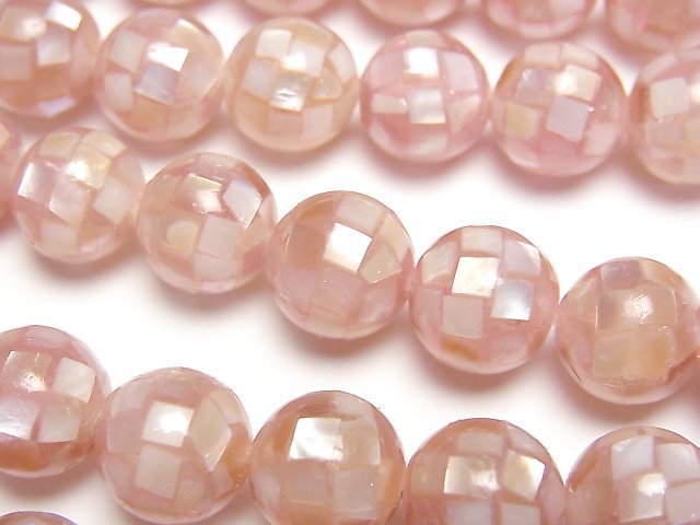 Mosaikschale Pink Rund 10mm 1/4 oder 1 Strang Perlen (ca. 15 Zoll / 36 cm)