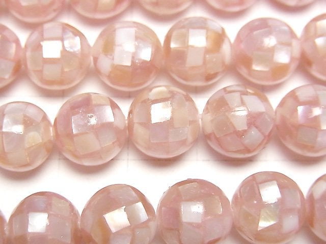 Mosaikschale Pink Rund 10mm 1/4 oder 1 Strang Perlen (ca. 15 Zoll / 36 cm)