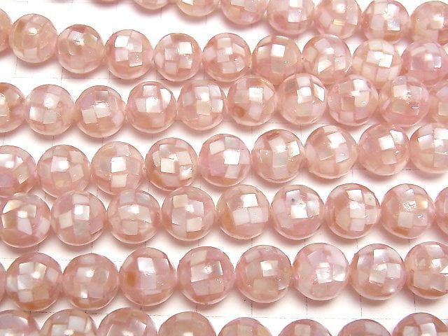 Mosaikschale Pink Rund 10mm 1/4 oder 1 Strang Perlen (ca. 15 Zoll / 36 cm)