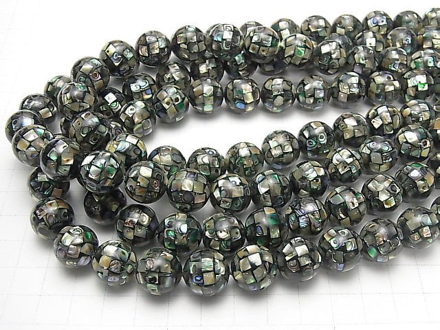Mosaikschale Schwarz Rund 14mm 1/4 oder 1 Strang Perlen (ca. 14 Zoll / 35 cm)