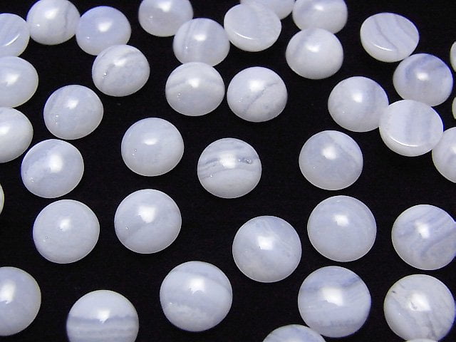 Blauer Spitzenachat AAA Rund Cabochon 8x8mm 5 Stück